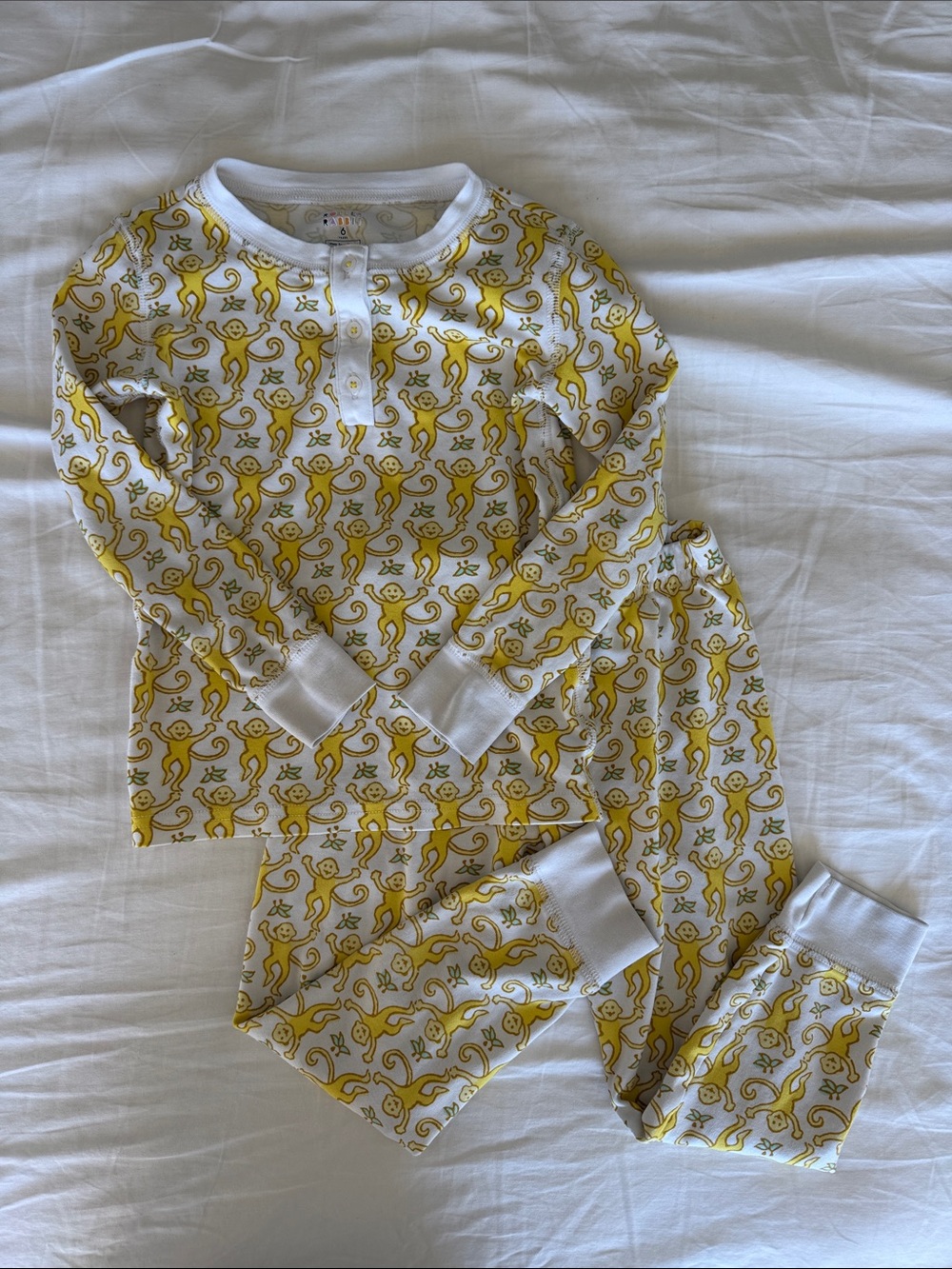Roller Rabbit Kids yellow Monkey print long Sleeve Pajama Set